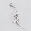 DANGLE SPARKLING MARQUISE CZ FAIRY CHARM BELLY BUTTON NAVEL RING 316L SURGICAL STEEL